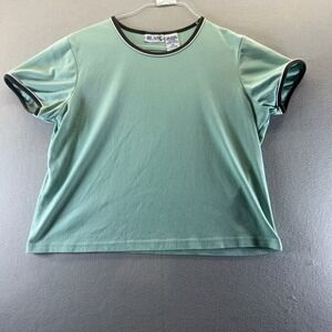 Blair Womens Sage Green Ringer T-Shirt Short Sleeve Contrast Trim Large